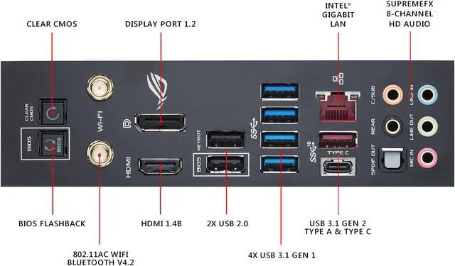 Alt view image 7 of 9 - ASUS ROG Maximus X Hero (Wi-Fi AC) LGA 1151 (300 Series) Intel Z370 ATX Intel Motherboard
