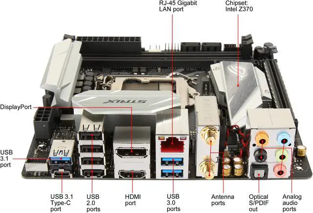 Alt view image 3 of 6 - ASUS ROG Strix Z370-I Gaming LGA 1151 (300 Series) Intel Z370 HDMI USB 3.1 Mini ITX Intel Motherboard