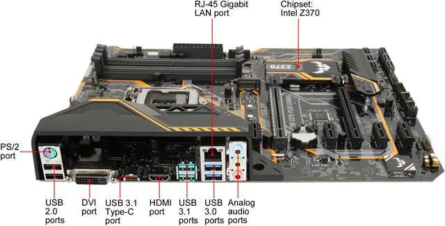 Alt view image 3 of 6 - ASUS TUF Z370-Plus Gaming LGA 1151 (300 Series) Intel Z370 ATX Intel Motherboard