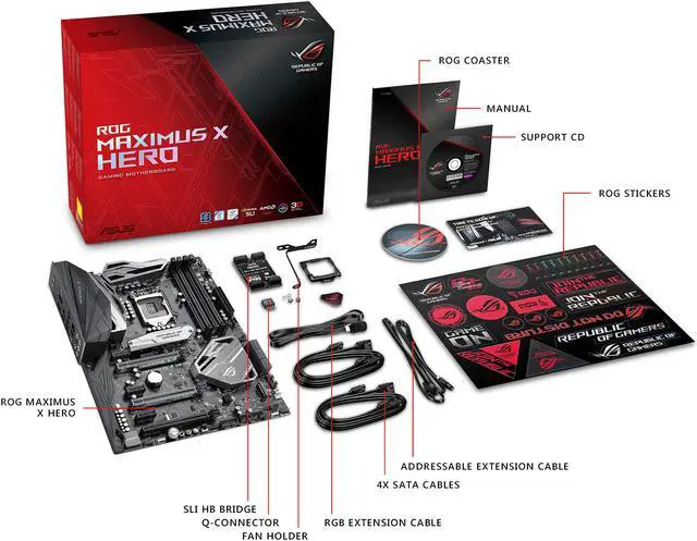 Alt view image 6 of 7 - ASUS ROG Maximus X Hero LGA 1151 (300 Series) Intel Z370 HDMI USB 3.1 ATX Intel Motherboard