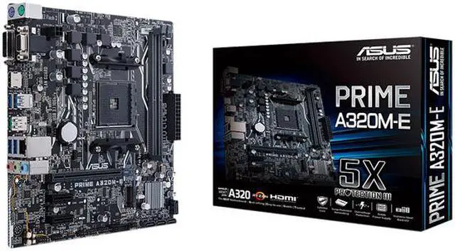 Alt view image 7 of 7 - ASUS PRIME A320M-E AM4 AMD A320 SATA 6Gb/s USB 3.1 HDMI Micro ATX AMD Motherboard