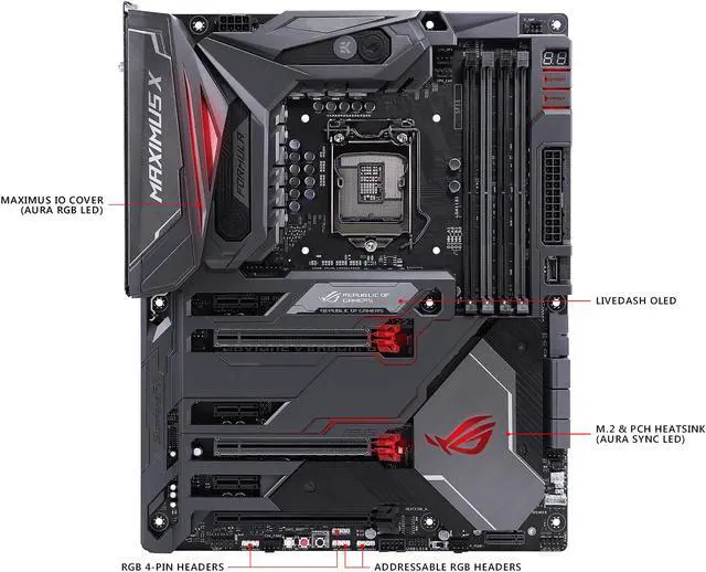 Alt view image 3 of 6 - ASUS ROG Maximus X Formula LGA 1151 (300 Series) Intel Z370 HDMI USB 3.1 ATX Intel Motherboard