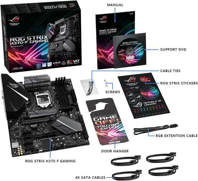 Alt view image 6 of 7 - ASUS ROG Strix H370-F Gaming LGA1151 (300 Series) DDR4 DP HDMI DVI M.2 ATX Motherboard with USB 3.1 Gen2
