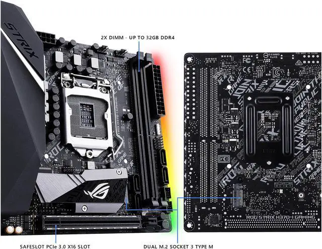 Alt view image 4 of 6 - ASUS ROG Strix H370-I Gaming LGA1151 (300 Series) DDR4 DP HDMI M.2 Mini-ITX Motherboard with On-Board 802.11 ac Wi-Fi, Dual Gigabit LAN and USB 3.1 Gen2
