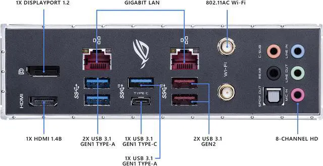 Alt view image 5 of 6 - ASUS ROG Strix H370-I Gaming LGA1151 (300 Series) DDR4 DP HDMI M.2 Mini-ITX Motherboard with On-Board 802.11 ac Wi-Fi, Dual Gigabit LAN and USB 3.1 Gen2
