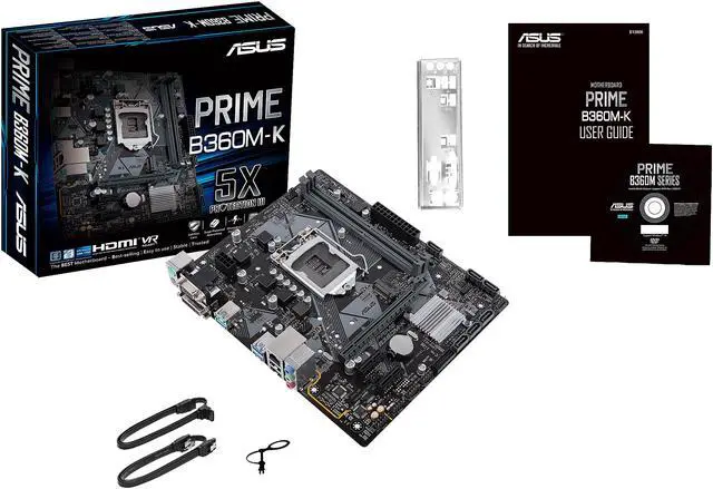 Alt view image 5 of 6 - ASUS PRIME B360M-K LGA1151 (300 Series) DDR4 DVI VGA M.2 mATX Motherboard