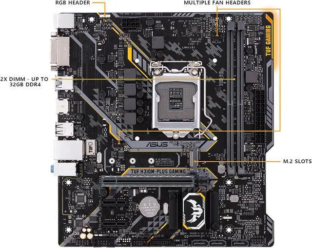 Alt view image 2 of 5 - ASUS TUF H310M-PLUS GAMING LGA 1151 (300 Series) Intel H310 Micro ATX Intel Motherboard