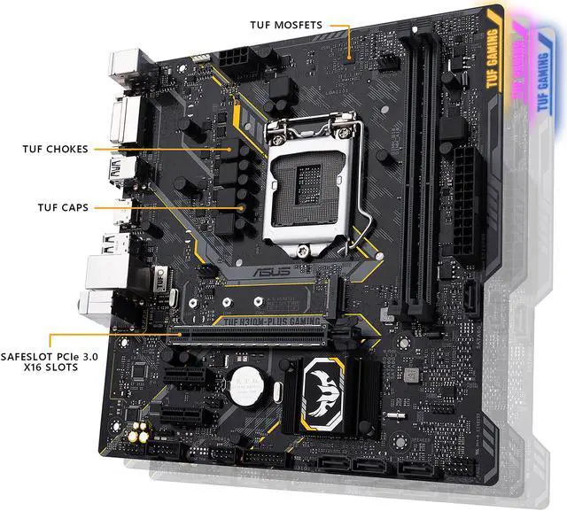 Alt view image 3 of 5 - ASUS TUF H310M-PLUS GAMING LGA 1151 (300 Series) Intel H310 Micro ATX Intel Motherboard