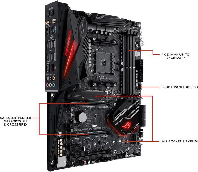 Alt view image 4 of 7 - ASUS ROG Crosshair VII Hero (Wi-Fi) AM4 AMD X470 ATX AMD Motherboard
