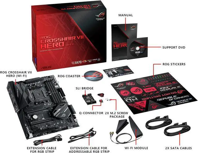 Alt view image 6 of 7 - ASUS ROG Crosshair VII Hero (Wi-Fi) AM4 AMD X470 ATX AMD Motherboard