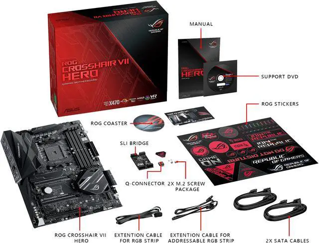 Alt view image 4 of 5 - ASUS ROG Crosshair VII Hero AM4 AMD X470 ATX AMD Motherboard