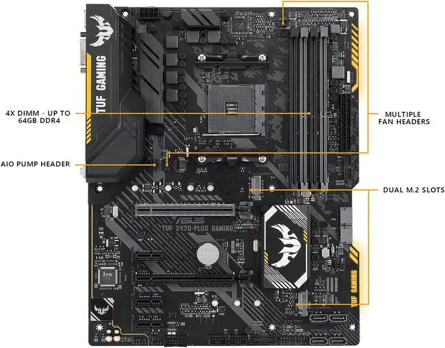 Alt view image 2 of 6 - ASUS TUF X470-Plus Gaming AM4 AMD X470 USB 3.1 HDMI ATX AMD Motherboard