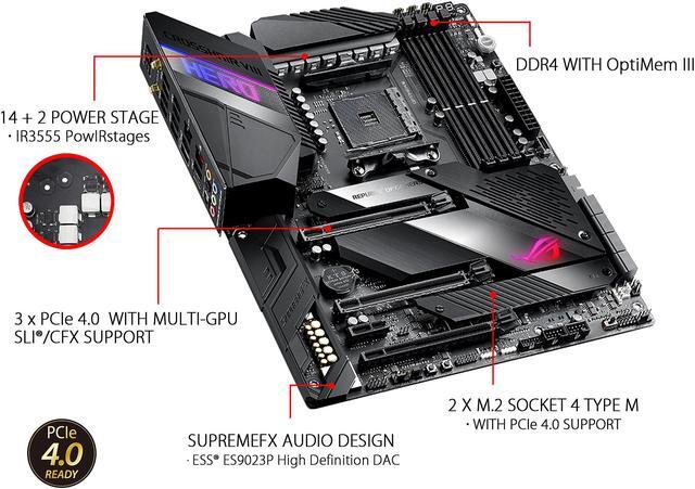 Alt view image 6 of 9 - ASUS AMD AM4 ROG X570 Crosshair VIII Hero (Wi-Fi) ATX Motherboard with PCIe 4.0, Dual M.2, SATA 6Gb/s, USB3.2 Gen 2, 2.5Gbps LAN, WiFi 6
