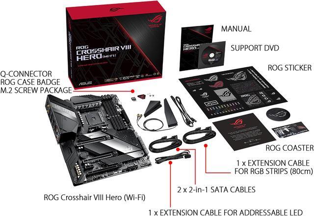 Alt view image 8 of 9 - ASUS AMD AM4 ROG X570 Crosshair VIII Hero (Wi-Fi) ATX Motherboard with PCIe 4.0, Dual M.2, SATA 6Gb/s, USB3.2 Gen 2, 2.5Gbps LAN, WiFi 6