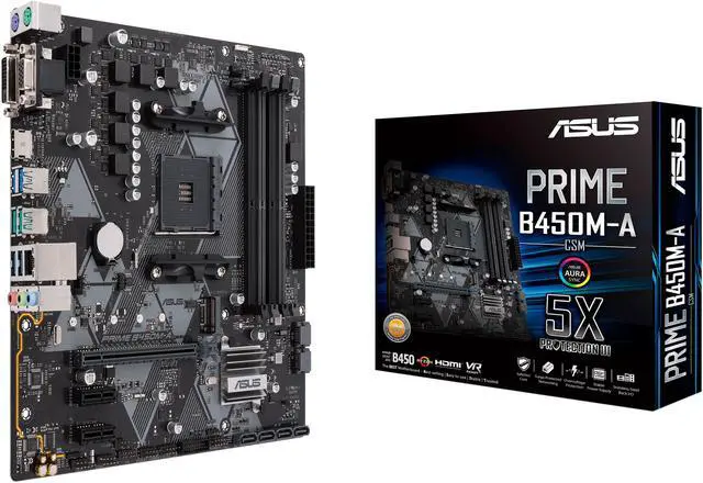 Alt view image 8 of 8 - ASUS Prime B450M-A/CSM AM4 AMD B450 USB 3.1 HDMI Micro ATX AMD Motherboard