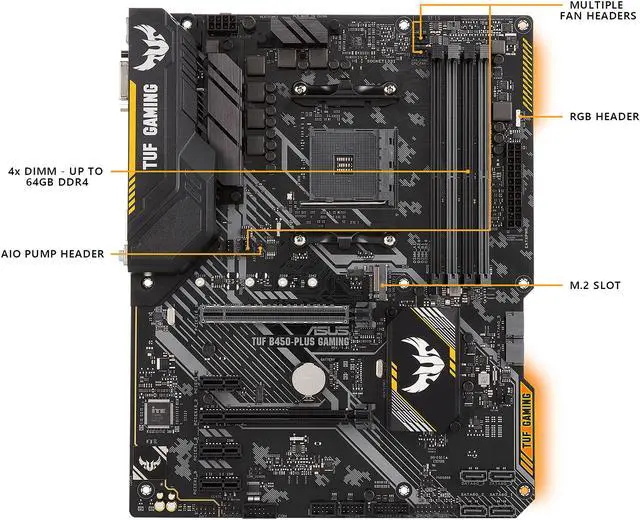 Alt view image 11 of 16 - ASUS TUF B450-PLUS GAMING AM4 AMD B450 USB 3.1 HDMI ATX AMD Motherboard