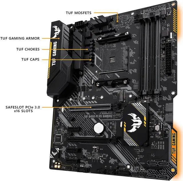 Alt view image 12 of 16 - ASUS TUF B450-PLUS GAMING AM4 AMD B450 USB 3.1 HDMI ATX AMD Motherboard