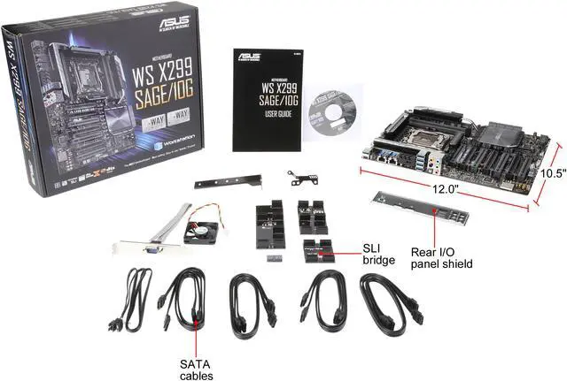 Alt view image 6 of 6 - ASUS WS X299 SAGE/10G Workstation Motherboard LGA2066 DDR4 M.2 U.2 X299 CEB Motherboard for Intel Core X-Series Processors with quad-GPU support, DDR4 4200MHz, dual M.2 & U.2 support