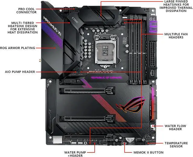 Alt view image 3 of 7 - ASUS ROG Maximus XI Code Z390 Gaming Motherboard LGA1151 (Intel 8th and 9th Gen) ATX DDR4 HDMI M.2 USB 3.1 Gen2 Onboard 802.11 ac Wi-Fi