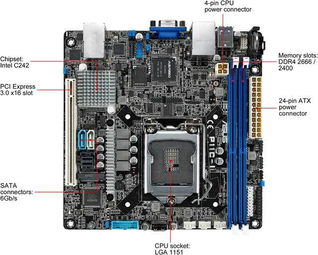 Alt view image 2 of 5 - ASUS P11C-I Mini ITX Server Motherboard LGA 1151 Intel C242