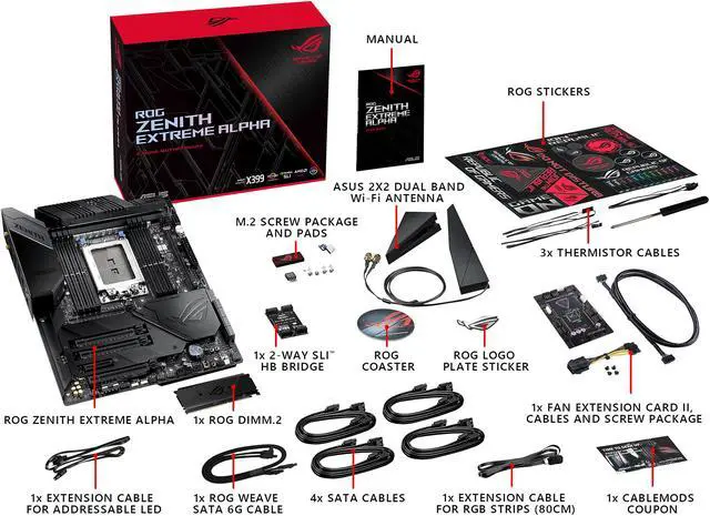 Alt view image 5 of 7 - ASUS ROG Zenith Extreme Alpha X399 HEDT Gaming Motherboard AMD Threadripper 2 (TR4) EATX DDR4 M.2 10G LAN USB 3.1 Gen2