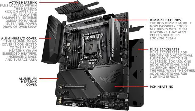 Alt view image 4 of 8 - ASUS ROG RAMPAGE VI EXTRME OMEGA LGA 2066 Intel X299 USB 3.1 Extended ATX Intel Motherboard