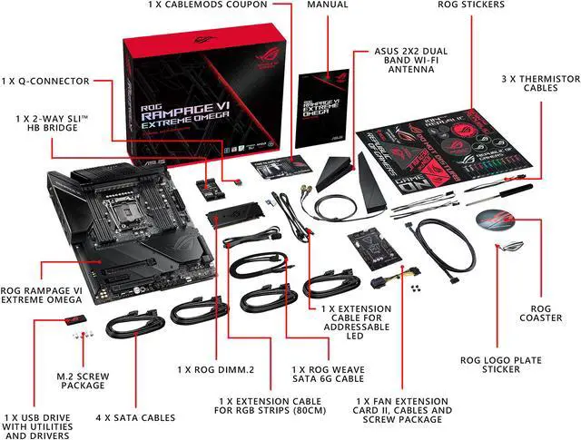 Alt view image 6 of 8 - ASUS ROG RAMPAGE VI EXTRME OMEGA LGA 2066 Intel X299 USB 3.1 Extended ATX Intel Motherboard