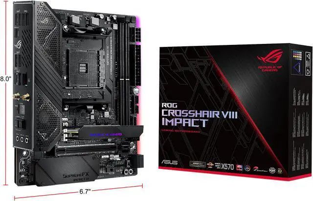 Alt view image 9 of 9 - ASUS ROG Crosshair VIII Impact AM4 AMD X570 USB 3.1 USB 3.0 HDMI Mini DTX AMD Motherboard