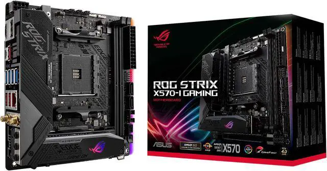 Alt view image 8 of 8 - ASUS ROG Strix X570-I Gaming, X570 Mini-ITX Gaming Motherboard, AMD Ryzen 3000 with PCIe 4.0, WiFi 6 (802.11ax), Intel Gigabit Ethernet, SATA 6Gb/s