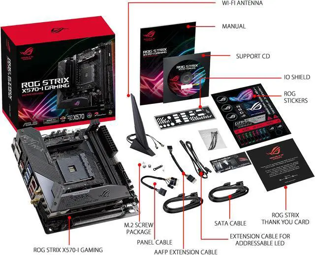 Alt view image 7 of 8 - ASUS ROG Strix X570-I Gaming, X570 Mini-ITX Gaming Motherboard, AMD Ryzen 3000 with PCIe 4.0, WiFi 6 (802.11ax), Intel Gigabit Ethernet, SATA 6Gb/s