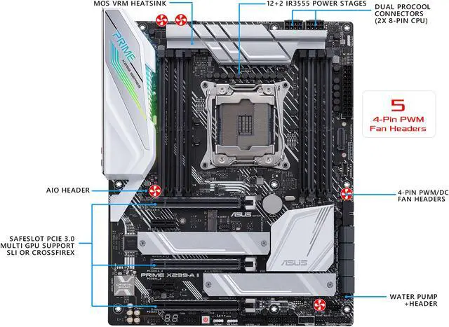 Alt view image 3 of 7 - ASUS Prime X299-A II LGA 2066 Intel X299 ATX Intel Motherboard
