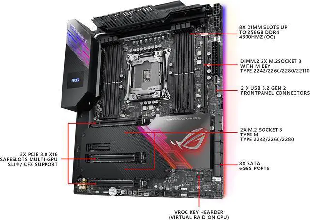Alt view image 4 of 7 - ASUS ROG Rampage VI Extreme Encore LGA 2066 Intel X299 Extended ATX Intel Motherboard