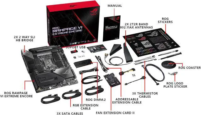 Alt view image 6 of 7 - ASUS ROG Rampage VI Extreme Encore LGA 2066 Intel X299 Extended ATX Intel Motherboard