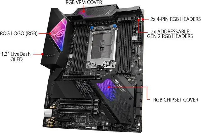 Alt view image 4 of 7 - ASUS ROG STRIX TRX40-E GAMING sTRX4 AMD TRX40 ATX AMD Motherboard
