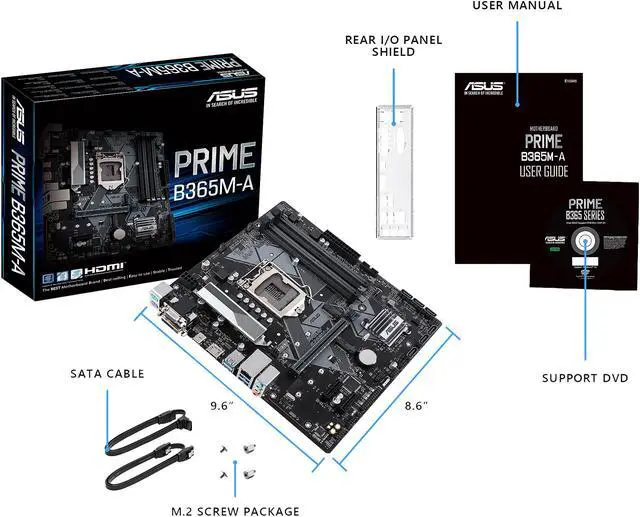 Alt view image 4 of 5 - ASUS PRIME B365M-A LGA-1151 Support 9th/8th Gen Intel Processor with Aura Sync RGB Header, DDR4 2666 MHz, M.2 Support, HDMI, SATA 6Gbps mATX Motherboard