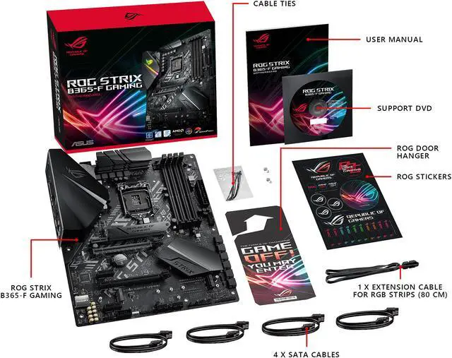 Alt view image 6 of 7 - ASUS ROG STRIX B365-F GAMING Support 9th/8th Gen Intel Processor with Aura Sync RGB, Dual M.2, DisplayPort, HDMI, DVI, SATA 6Gbps and USB 3.1 Gen 2 ATX Gaming Motherboard