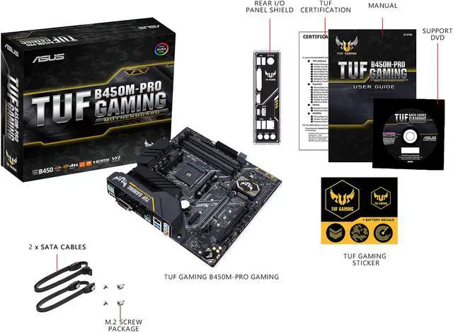 Alt view image 6 of 7 - ASUS TUF B450M-PRO GAMING AMD Ryzen 3 AM4 DDR4, HDMI, Dual M.2, USB 3.1 Gen 2 and Aura Sync RGB LED Lighting Micro-ATX Motherboard
