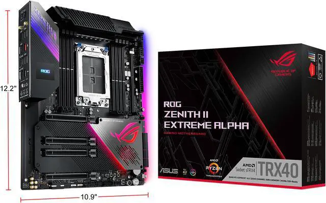 Alt view image 7 of 7 - ASUS ROG Zenith II Extreme Alpha TRX40 Gaming AMD 3rd Gen Ryzen Threadripper sTRX4 EATX Motherboard with 16 Infineon Power Stages, PCIe 4.0, Wi-Fi 6 (802.11ax), 10Gbps Ethernet, 5 x M.2, 8 x SATA, USB 3.2 Gen 2x2 and Aura Sync RGB