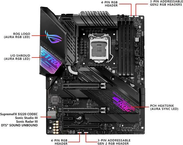 Alt view image 2 of 6 - ASUS ROG STRIX Z490-E GAMING LGA 1200 (Intel 10th Gen) Intel Z490 (WiFi 6) SATA 6Gb/s ATX Intel Motherboard (14+2 Power Stages, DDR4 4600, Intel 2.5 Gb Ethernet, Bluetooth v5.1, Dual M.2 and AURA Sync)