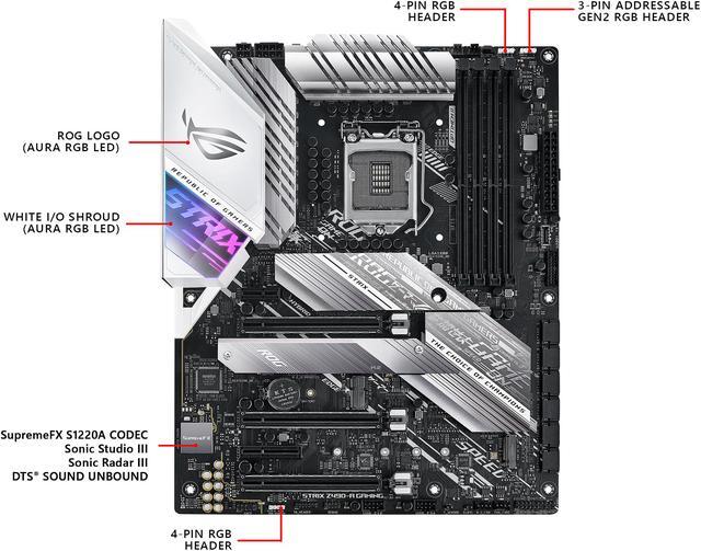Alt view image 2 of 7 - ASUS ROG STRIX Z490-A GAMING LGA 1200 (Intel 10th Gen) Intel Z490 SATA 6Gb/s ATX Intel Motherboard (12+2 Power Stages, DDR4 4600, Intel 2.5Gb Ethernet, USB 3.2 Gen 2, AURA Sync)