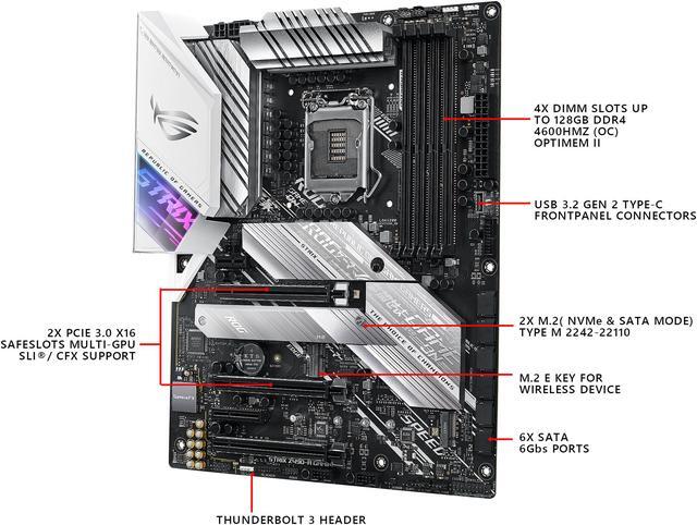 Alt view image 4 of 7 - ASUS ROG STRIX Z490-A GAMING LGA 1200 (Intel 10th Gen) Intel Z490 SATA 6Gb/s ATX Intel Motherboard (12+2 Power Stages, DDR4 4600, Intel 2.5Gb Ethernet, USB 3.2 Gen 2, AURA Sync)