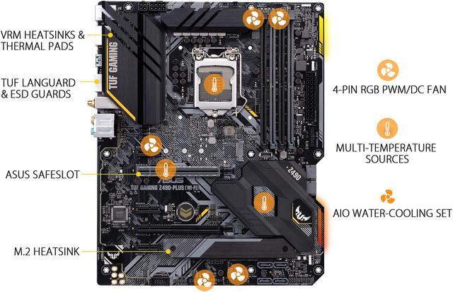 Alt view image 4 of 5 - ASUS TUF GAMING Z490-PLUS (WI-FI) LGA 1200 (Intel 10th Gen) Intel Z490 (WiFi 6) SATA 6Gb/s ATX Intel Motherboard (Dual M.2, 12+2 Power Stages, USB 3.2 Front Panel Type-C, Intel WiFi 6 & 1Gb LAN, Aura Sync)