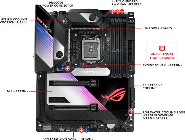 Alt view image 3 of 7 - ASUS ROG MAXIMUS XII FORMULA (WiFi 6) LGA 1200 Intel Z490 SATA 6Gb/s ATX Intel Motherboard (16 Power Stages, EK CrossChill III, 10Gbps & Intel 2.5Gb LAN, Triple M.2, 2" Livedash OLED, Aura Sync)