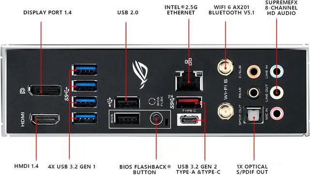 Alt view image 5 of 7 - ASUS ROG STRIX Z490-G GAMING (WiFi 6) LGA 1200 Intel Z490 Intel Motherboard (12+2 Power Stages, Intel 2.5Gb Ethernet, Bluetooth v5.1 and AURA Sync)