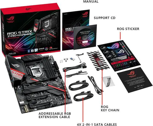 Alt view image 6 of 7 - ASUS ROG STRIX Z490-H GAMING LGA 1200 (Intel 10th Gen) Intel Z490 SATA 6Gb/s ATX Intel Motherboard (12+2 Power Stages, DDR4 4600, Intel 2.5Gb Ethernet, USB 3.2 Gen 2, AURA Sync)