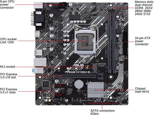 Alt view image 2 of 6 - ASUS PRIME H410M-E LGA 1200 Intel H410 Micro ATX Intel Motherboard