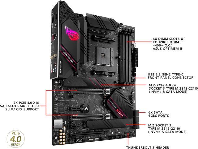 Alt view image 5 of 8 - ASUS ROG Strix B550-E Gaming AMD AM4 (3rd Gen Ryzen) ATX Gaming Motherboard (PCIe 4.0, NVIDIA SLI, WiFi 6, 2.5Gb LAN, 14+2 Power Stages, Front USB 3.2 Type-C, Addressable Gen 2 RGB and AURA Sync)