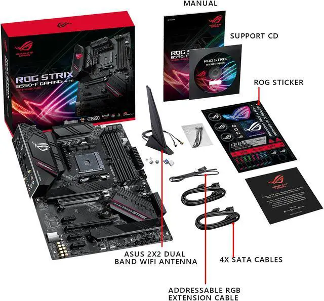 Alt view image 7 of 8 - ASUS ROG Strix B550-F Gaming (WiFi 6) AMD AM4 (3rd Gen Ryzen) ATX Gaming Motherboard (PCIe 4.0, 2.5Gb LAN, BIOS FlashBack, HDMI 2.1, Addressable Gen 2 RGB Header and AURA Sync)