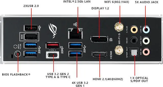Alt view image 6 of 8 - ASUS ROG Strix B550-F Gaming (WiFi 6) AMD AM4 (3rd Gen Ryzen) ATX Gaming Motherboard (PCIe 4.0, 2.5Gb LAN, BIOS FlashBack, HDMI 2.1, Addressable Gen 2 RGB Header and AURA Sync)