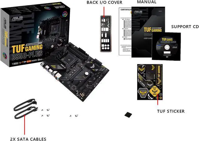 Alt view image 8 of 9 - ASUS TUF GAMING B550-PLUS AMD AM4 (3rd Gen Ryzen) ATX Gaming Motherboard (PCIe 4.0, 2.5Gb LAN, HDMI 2.1, BIOS FlashBack, USB 3.2 Gen 2, Addressable Gen 2 RGB Header and AURA Sync)